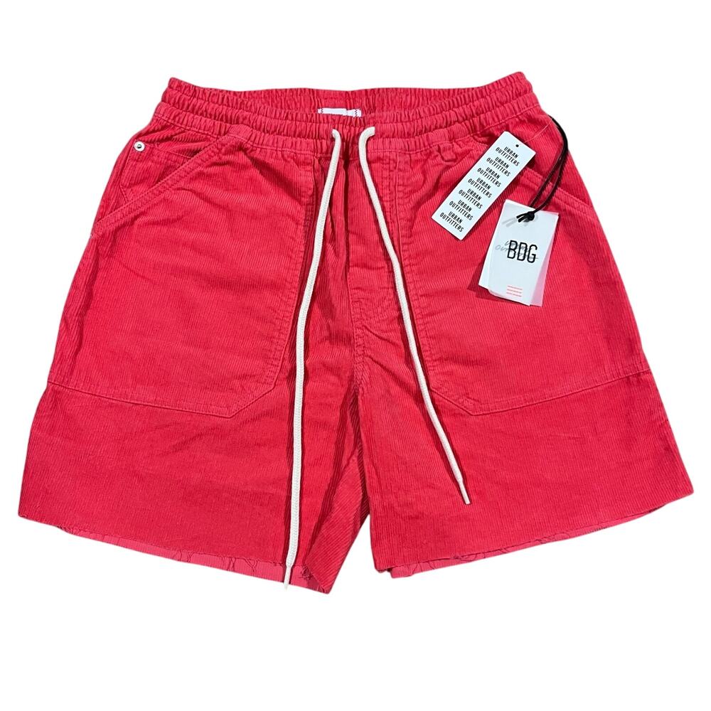 NWT BDG Mens Avery Cord Cuttoff Shorts Red Size Small